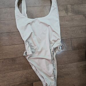 Zara Cream One-Piece Swimsuit with Ring Details